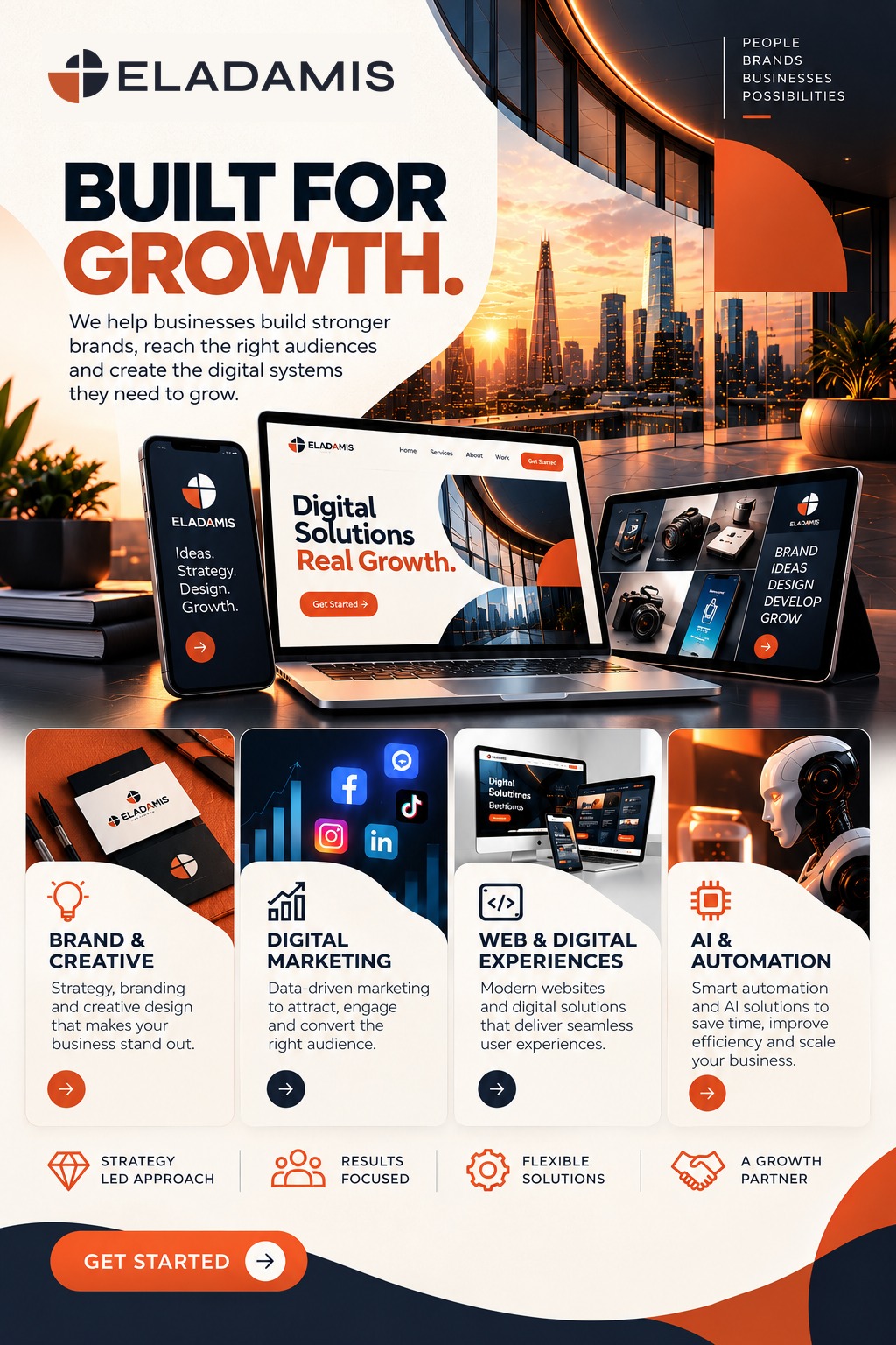 ELADAMIS Digital Solutions on MacBook, iPhone and iPad